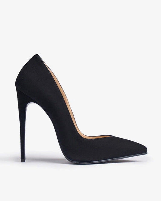 Pantofi Stiletto „F Signature” - Negru piele intoarsa
